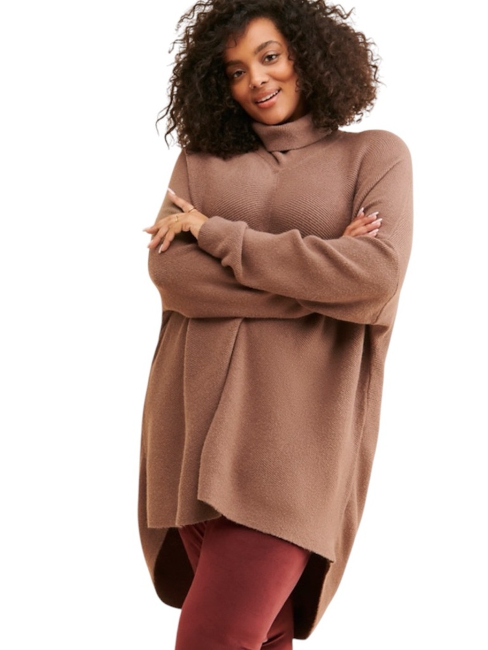Universal Standard Chevron Blanket Sweater in Toffee Size M Plus Size 18W - 20W